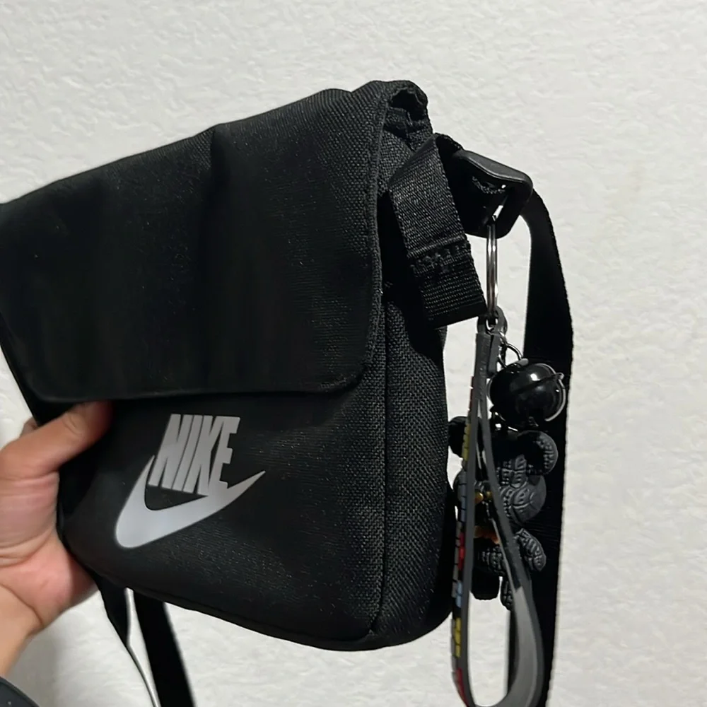 Nike Black Messenger Bag with White Swoosh
